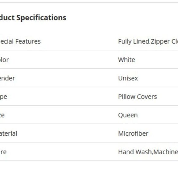White Down Alternative Pillow COVERS Queen